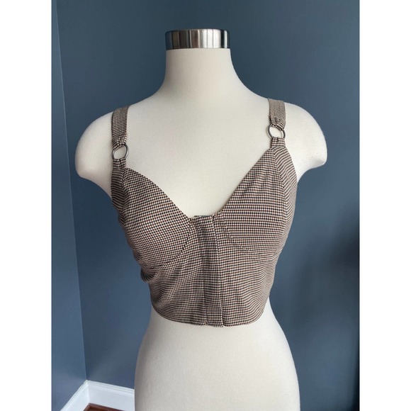 Gingham zip up crop top - Picture 3 of 10